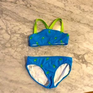 Girls 2 Piece Blue with Green Pineapples Bikini